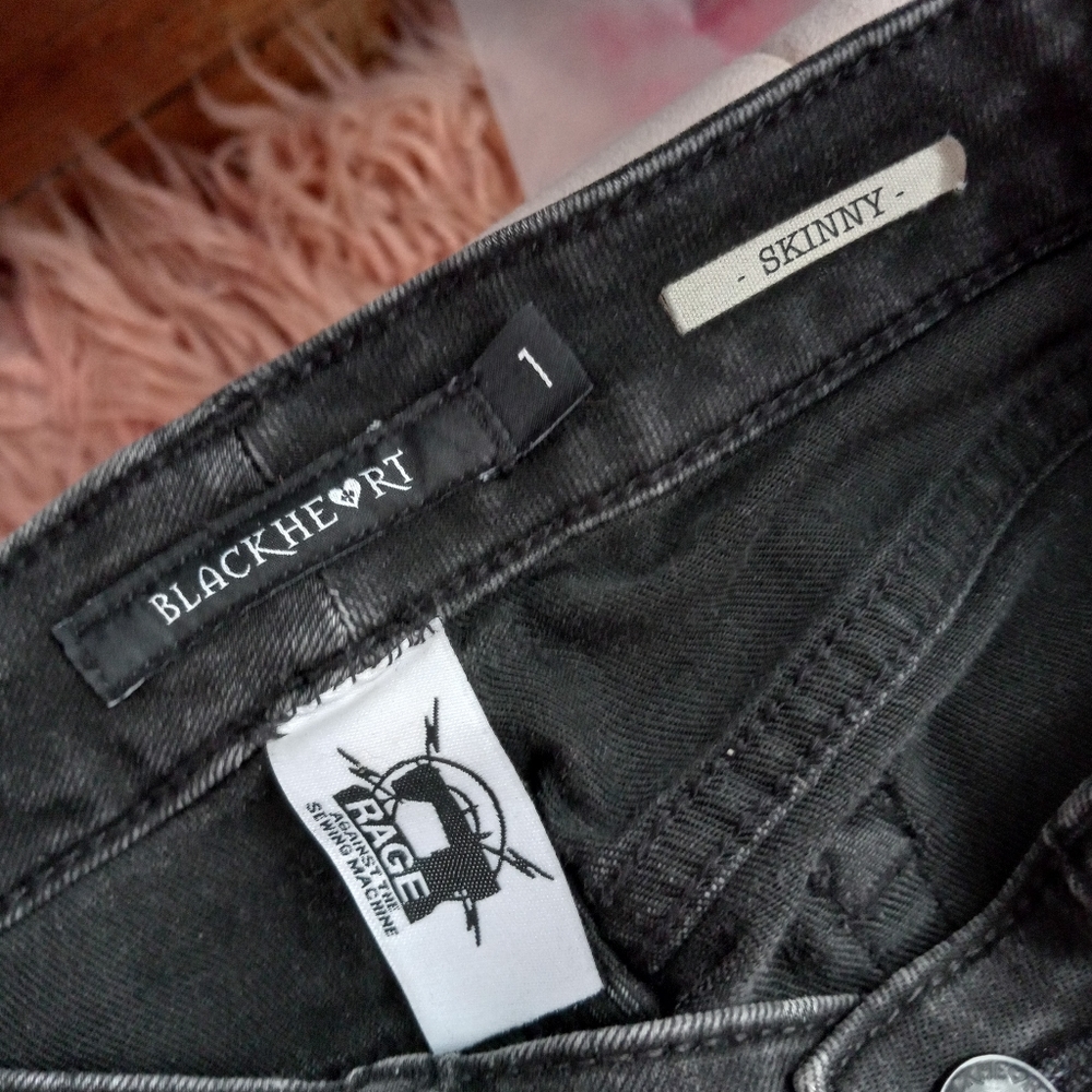 Frankensteins Monster & Bride mashup custom OOAK unique skinny jeans! - Picture 3 of 12